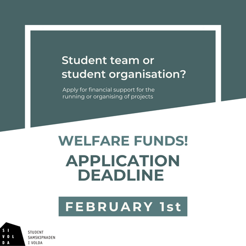 Student team or organisation? Welfare funds! Application deadline February 1st